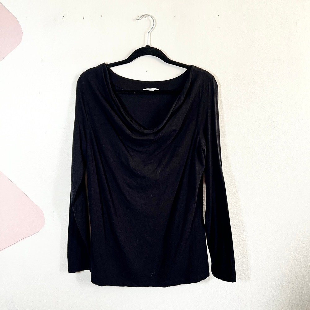 Standard James Perse Black Cowl Neck Top Women's 4 Long Sleeve Classic